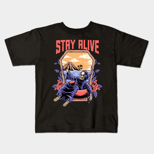 stay alive Kids T-Shirt by adillustration